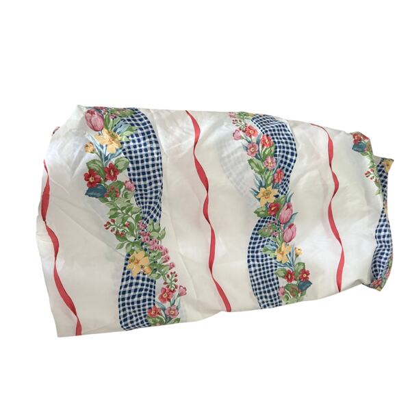 VTG Lady Pepperell Full Fitted Sheet Floral Gingham No Iron USA Cottagecore - Picture 1 of 7